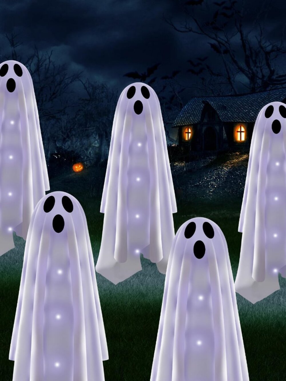Halloween Decorations Solar Garden Lights Outdoor,6PACKS Halloween Ghost Decorat
